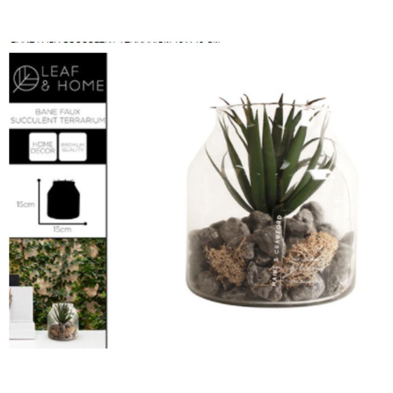 Bane Faux Succulent Terrarium - 15cm x 15cm