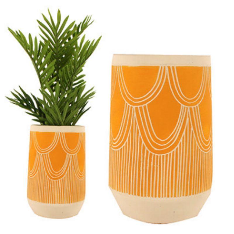 Delphina Yellow Cement Vase - 27cm x 15cm x 15cm
