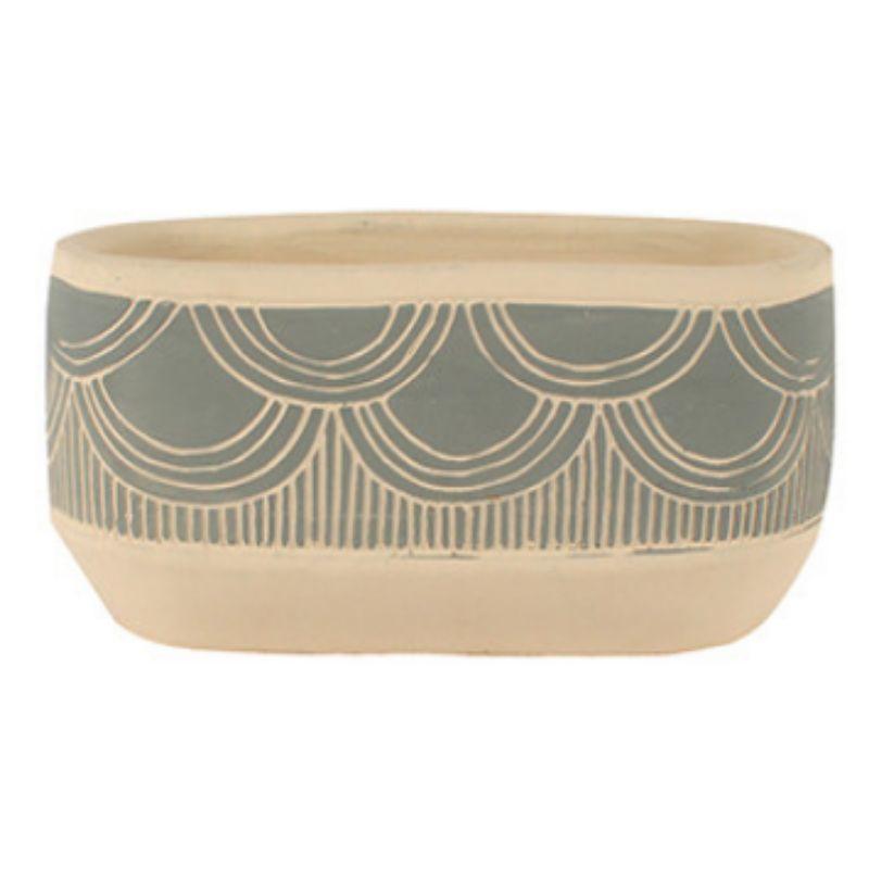 Ridley Blue Cement Trough Planter - 27cm x 14cm x 12cm