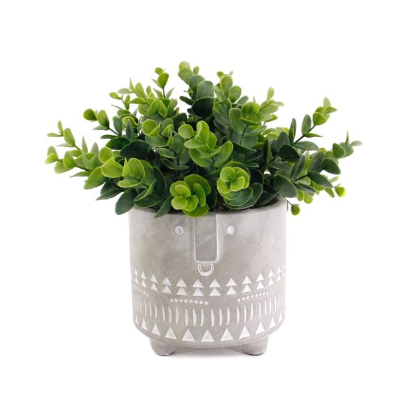 Artificial Grass In Cement Pot - 23cm