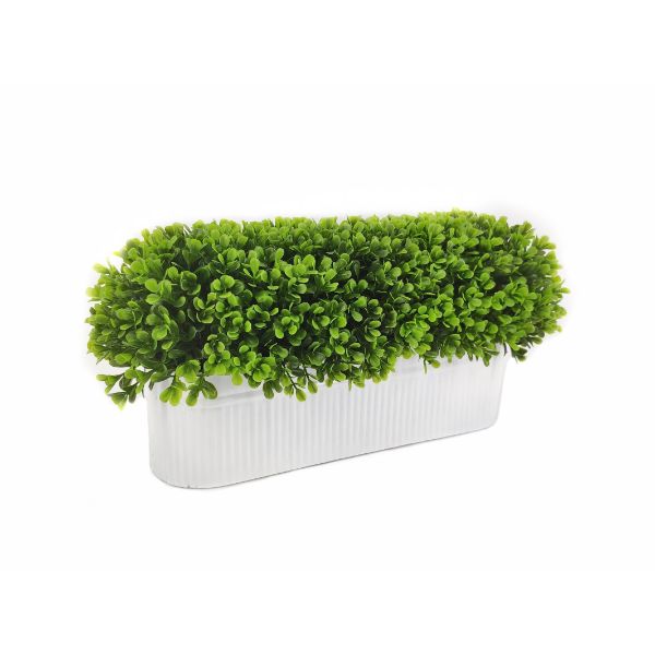 Artificial Grass In Oval Tin Pot - 45cm x 21cm