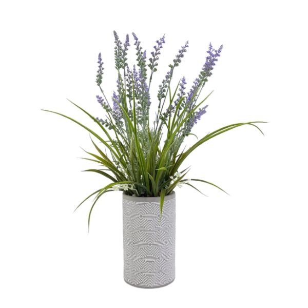 Artificial Lavender In Cement Pot - 58.4cm