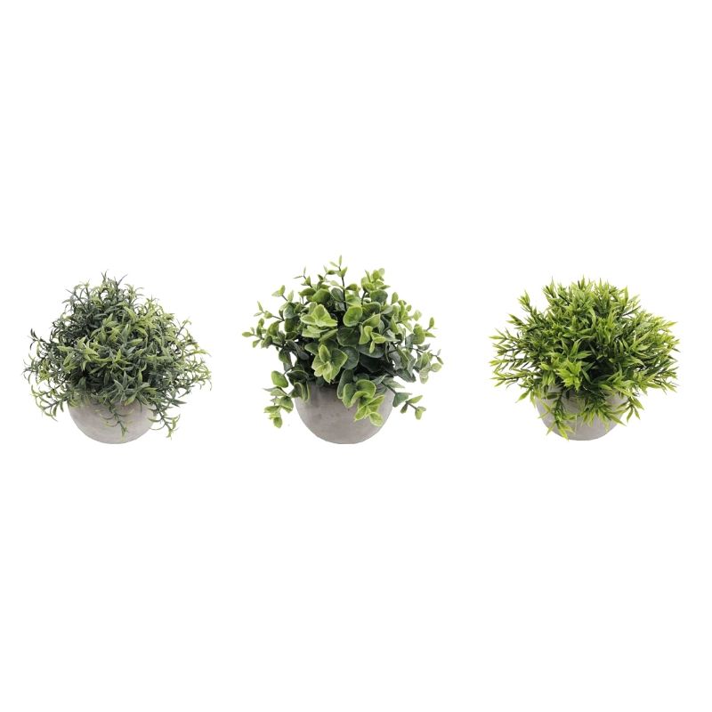 Artificial Green Plant in Cement Pot - 18cm