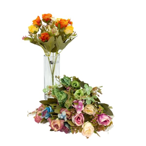 Artificial Mini Roses 8 Heads - 28cm