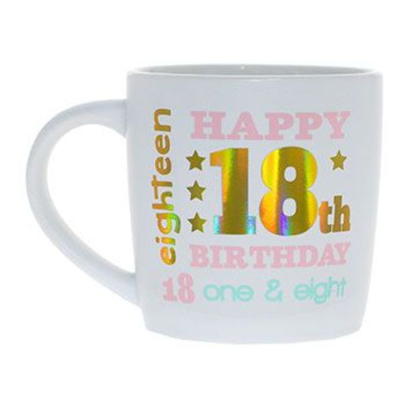 Ceramic 18th White Gold Foil Coffee Mug - 350ml