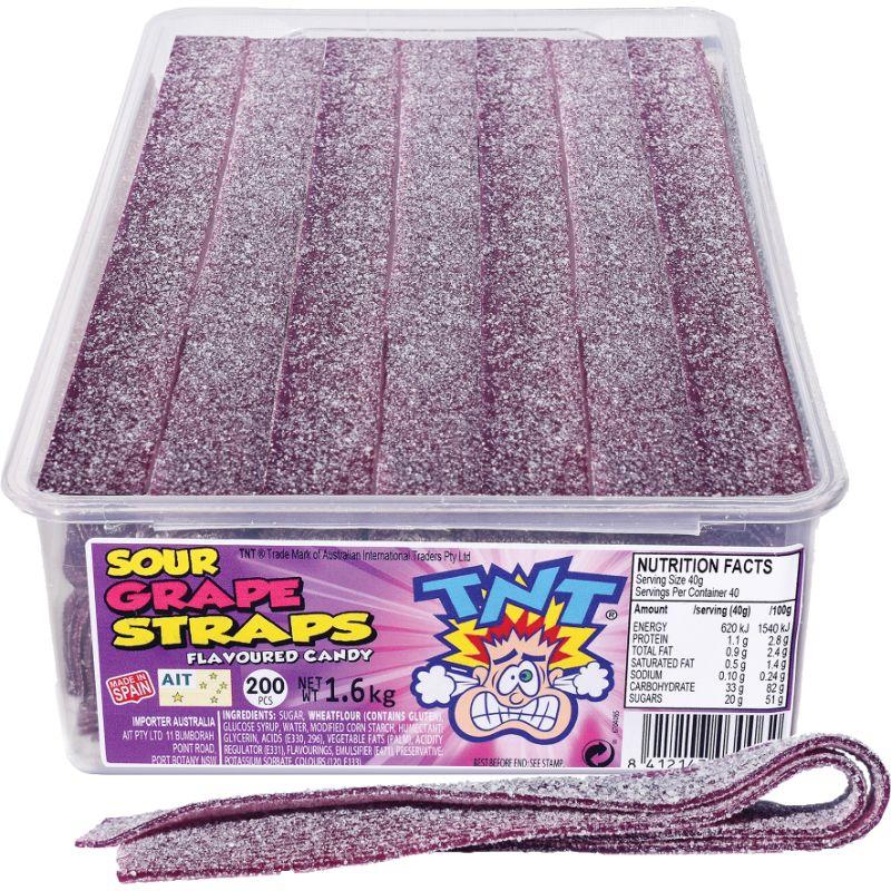 TNT Sour Straps Grape - 1.6kg