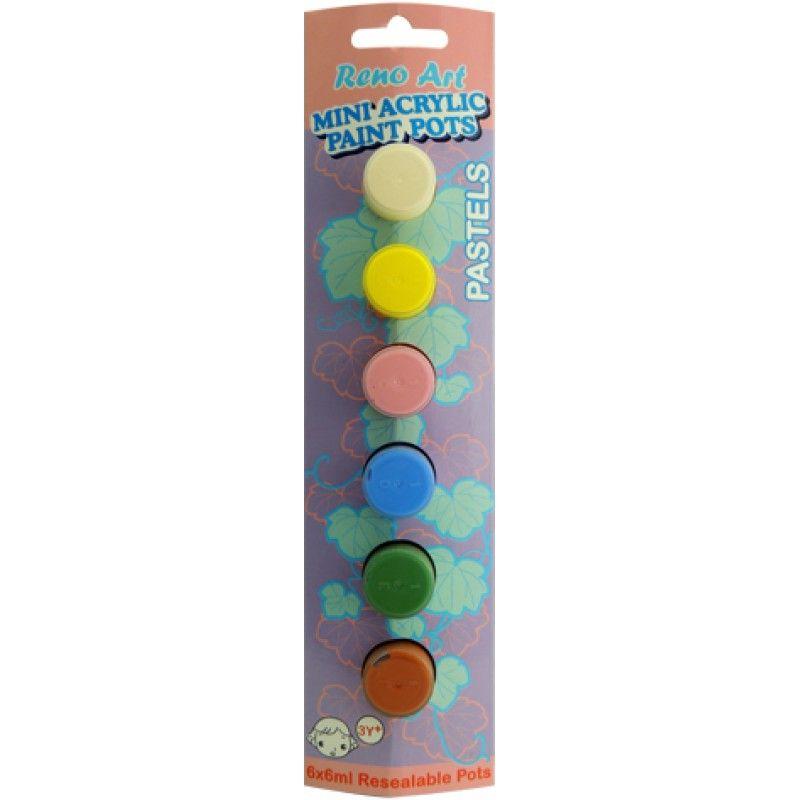 6 Mini Acyrlic Paint Pots - 6ml
