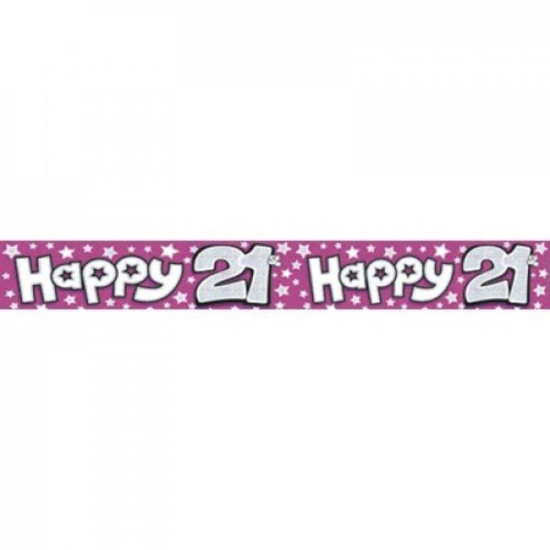 Pink Happy 21st Birthday Banner - 2.6m