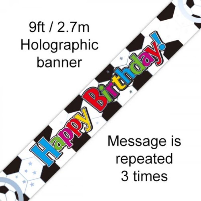 Happy Birthday Football Holographic Banner - 2.7m