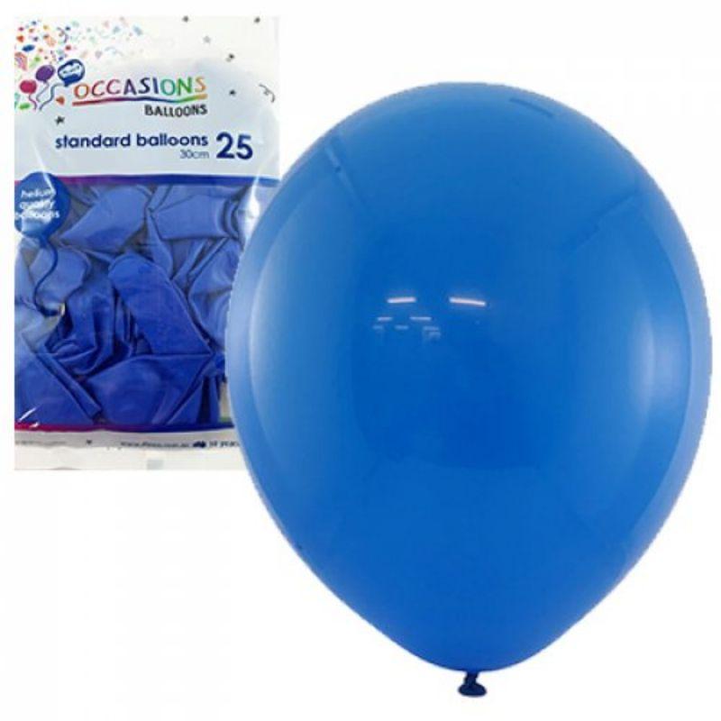 25 Pack Royal Latex Blue Balloons - 30cm