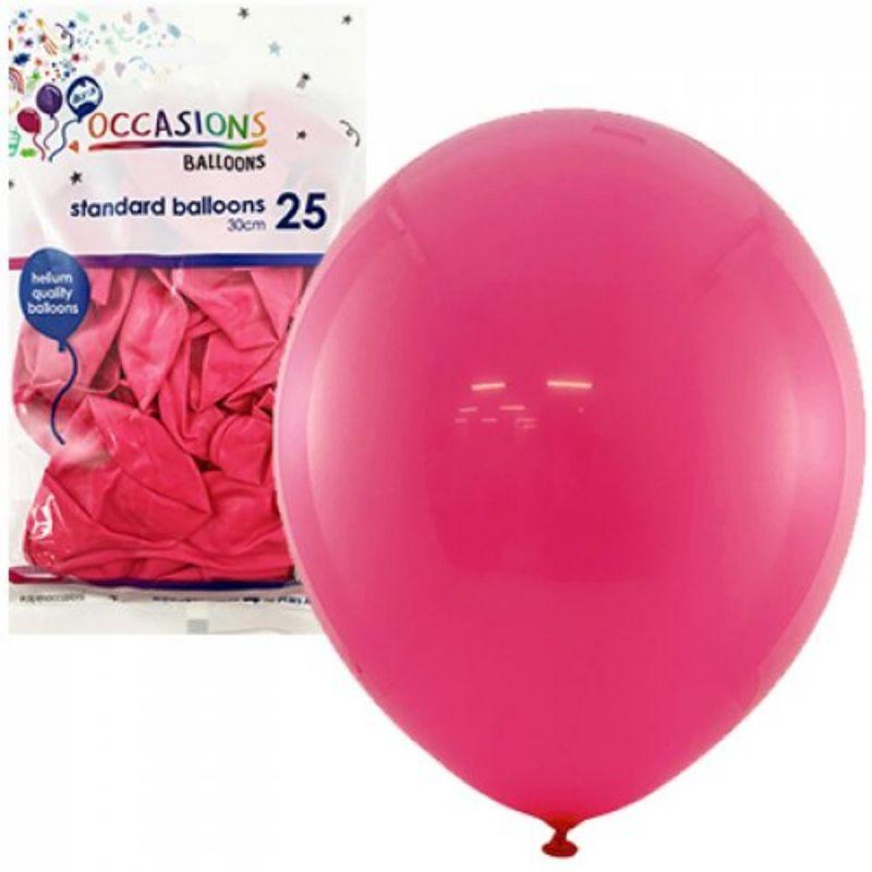 25 Pack Fuchsia Latex Balloons - 30cm