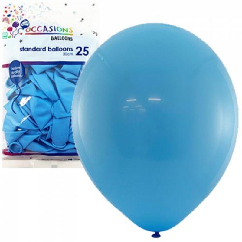 25 Pack Light Blue Latex Balloons - 30cm