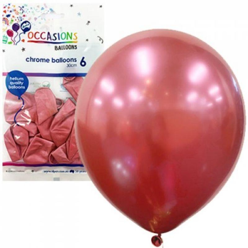 10 Pack Chrome Pink Latex Balloons - 30cm