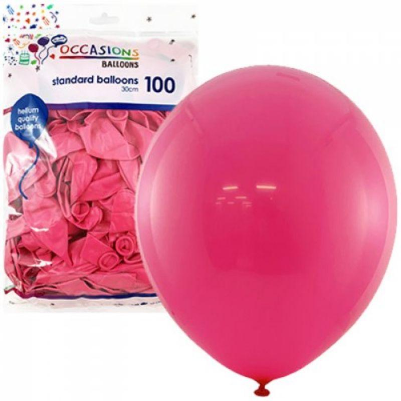 100 Pack Magenta Latex Balloons - 30cm
