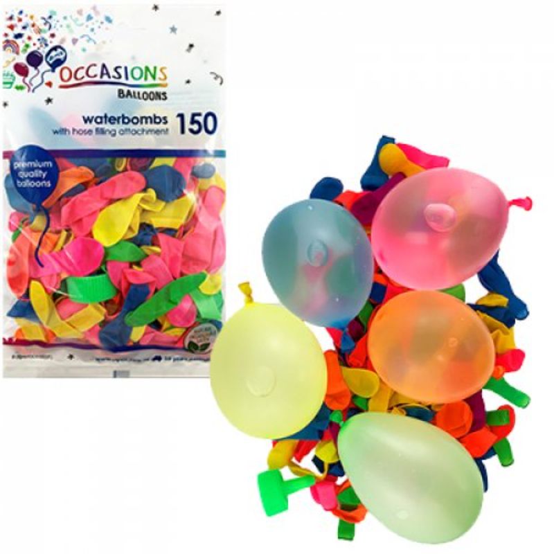 150 Pack Waterbomb Latex Balloons with Hose Filling Attachment