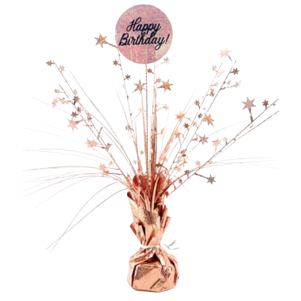 Happy Birthday Holographic Rose Gold Centrepiece - 165g