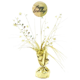 Load image into Gallery viewer, Happy Birthday Holographic Gold Centrepiece Weight - 165g