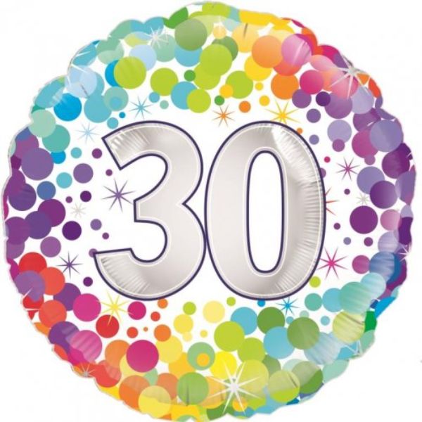 Colourful Confetti 30th Birthday Foil Balloon - 46cm