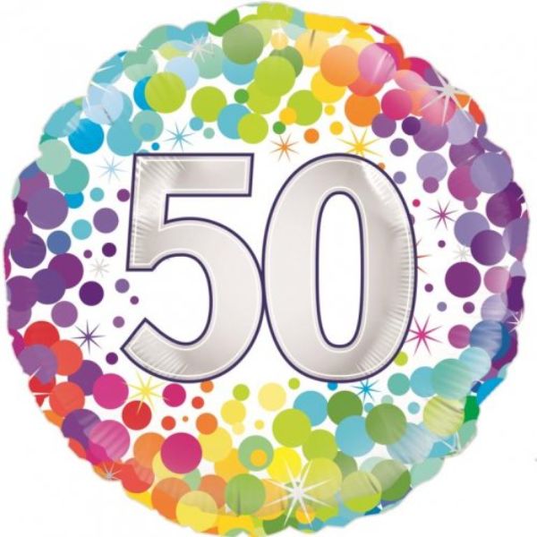 Colourful Confetti 50 Round Foil Balloon - 45cm