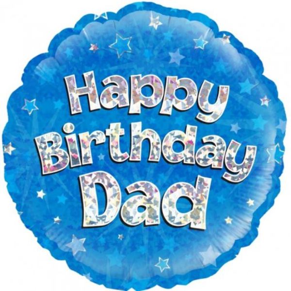 Happy Birthday Dad Blue Round Foil Balloon - 46cm