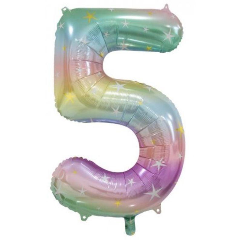 Pastel Rainbow #5 Foil Balloon - 86cm