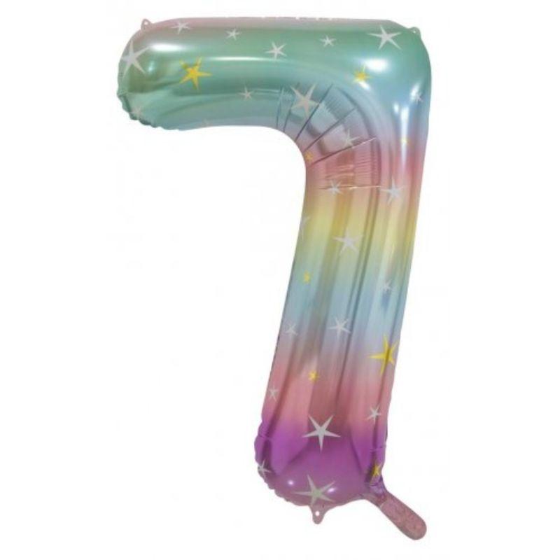 Pastel Rainbow #7 Foil Balloon - 86cm