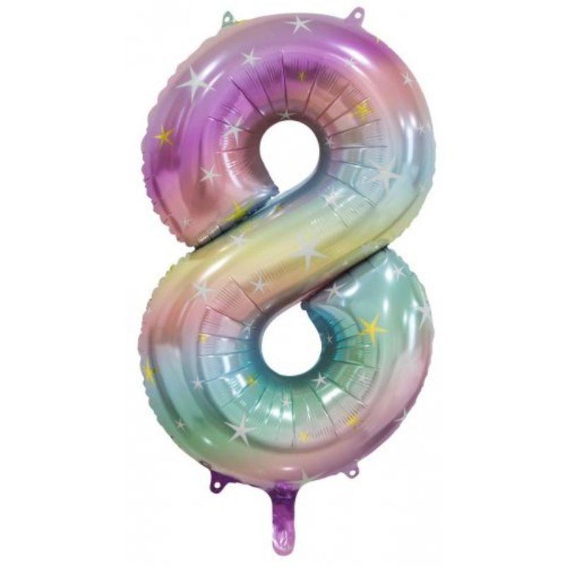 Pastel Rainbow #8 Foil Balloon - 86cm