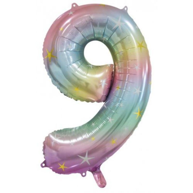 Pastel Rainbow #9 Foil Balloon - 86cm