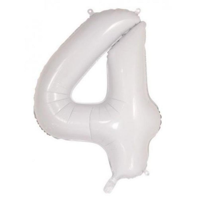 White #4 Foil Balloon - 86cm