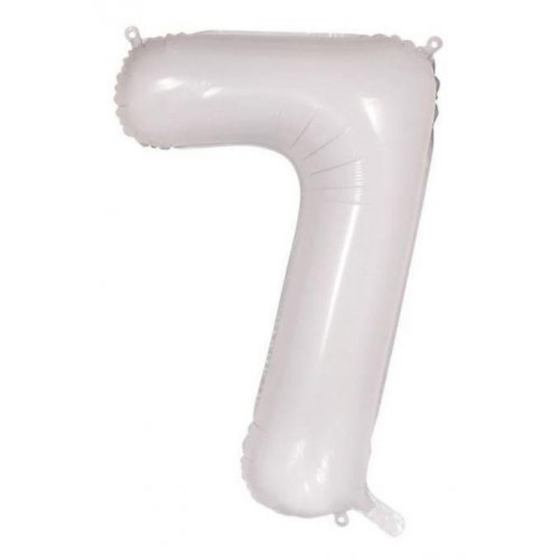 White #7 Foil Balloon - 86cm