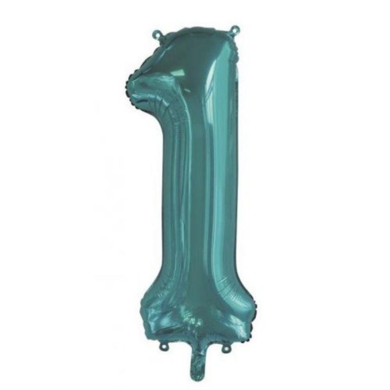 Teal #1 Foil Balloon - 86cm