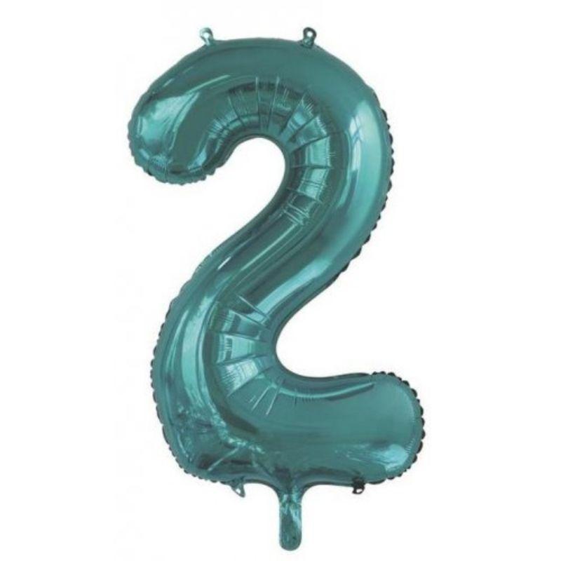 Teal #2 Foil Balloon - 86cm