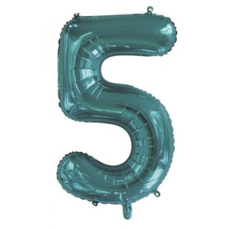 Teal #5 Foil Balloon - 86cm