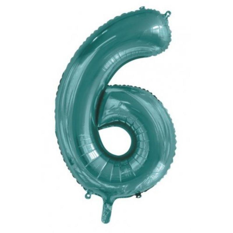 Teal #6 Foil Balloon - 86cm