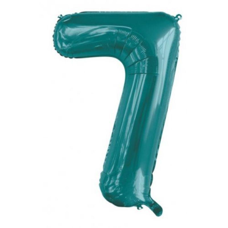 Teal #7 Foil Balloon - 86cm