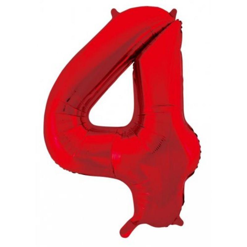 Red #4 Foil Balloon - 86cm