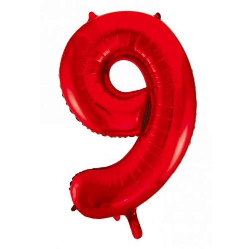 Red #9 Foil Balloon - 86cm