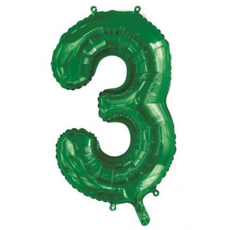 Green #3 Foil Balloon - 86cm