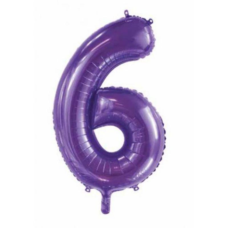 Purple #6 Foil Balloon - 86cm