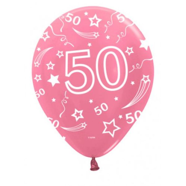 50th Metallic Rose Gold Sempertex Latex Balloon - 30cm