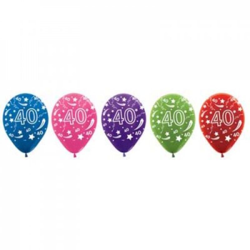 Metallic 40 Birthday Latex Balloon - 30cm