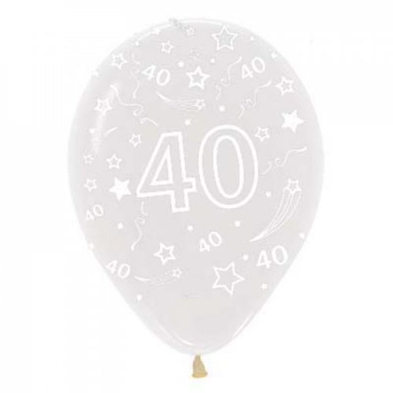 Crystal Clear 40 Birthday Latex Balloon - 30cm