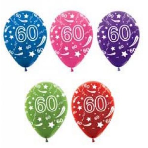 60th Metallic Latex Balloon - 30cm