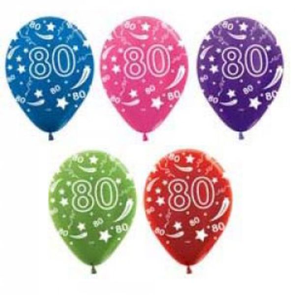 80th Metallic Latex Balloon - 30cm