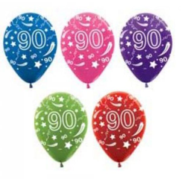 90th Metallic Latex Balloon - 30cm