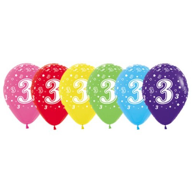 Fashion Assorted Sempertex Printed 3 Latex Balloon - 30cm