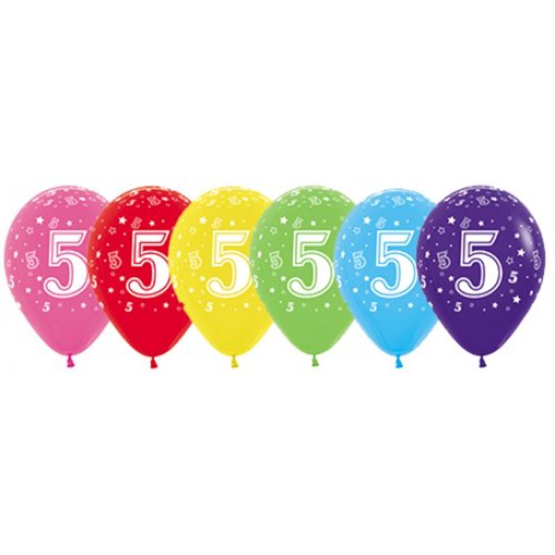 Fashion Assorted Sempertex Printed 5 Latex Balloon - 30cm