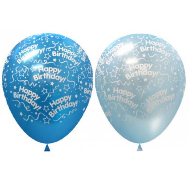 Happy Birthday Metallic Blues Sempertex Balloon - 30cm