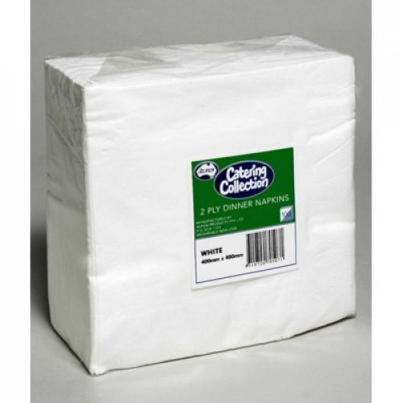 100 Pack White 2ply Dinner Napkin - 40cm x 40cm