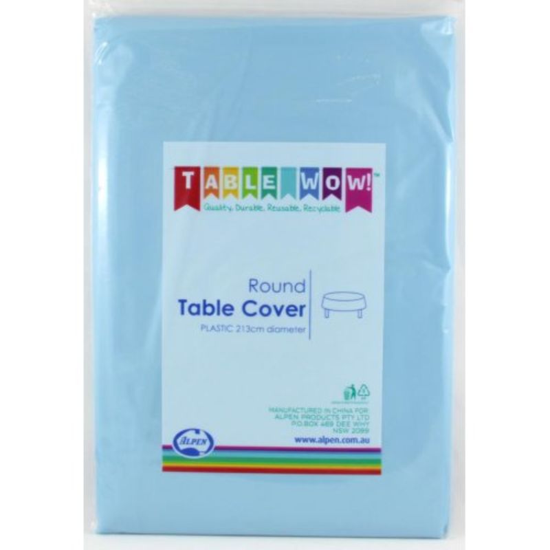 Light Blue Plastic Round Table Cover - 213cm